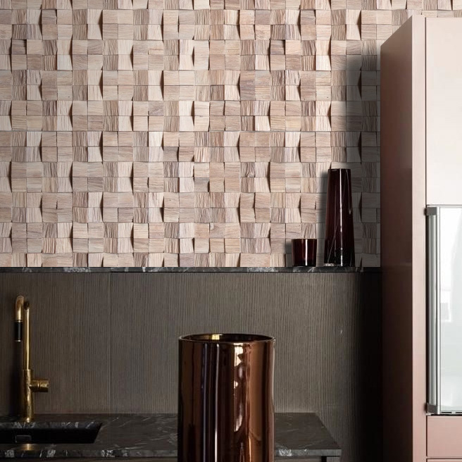 Стеновая панель Tarsi Домчик Белый 300х300 мм Дуб/колотый/брашированный